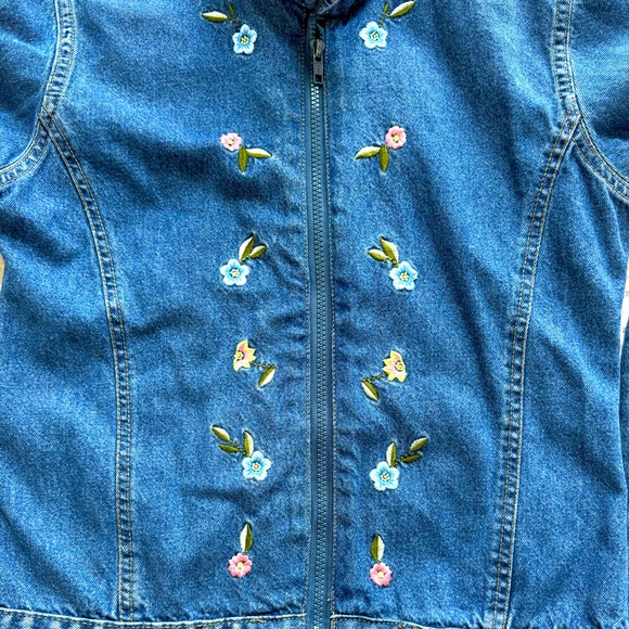 Vintage Bugle Boy Boho Festival Floral Cottagecore Jean Jacket Embroidered Sz S - Picture 3 of 10